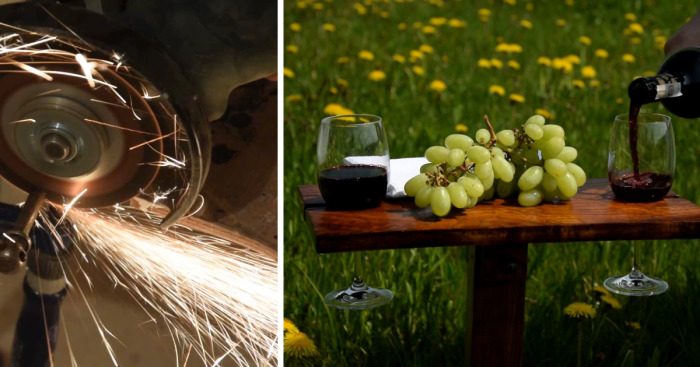 I Made An Oaken Picnic Table With Wine Holders