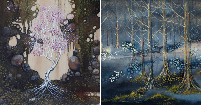 I Create Watercolor Paintings On Wood To Show My Love For Nature