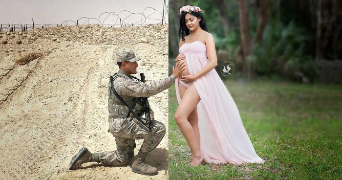 Deployed Husband Can’t Come To Wife’s Maternity Photo Shoot, So She Comes Up With A Heartwarming Idea