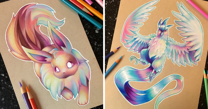 I Create Prismatic Pokemon Art With Colored Pencils