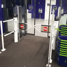 Automatic door stuck in continuous loop, showcasing funniest design fails.