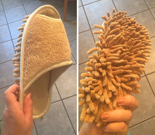 My Mom Got Me Slippers That Mop The Floor As You Walk