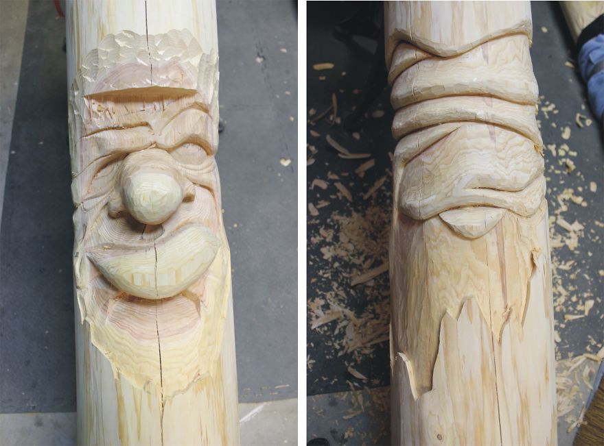 Two 10 Foot Tall Carved Cedar Posts Complete With Attitude Two 10 Foot Tall Carved Cedar Posts Complete With Attitude