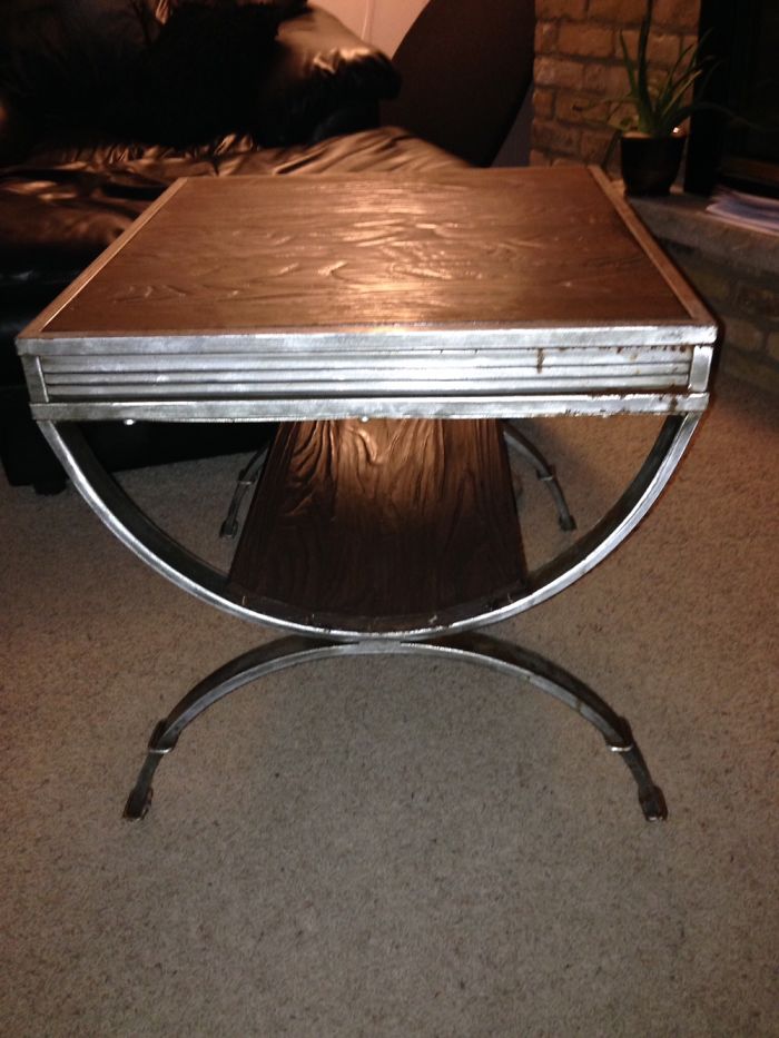 Junk Frame+scrap Wood Flooring =pretty Cool Table