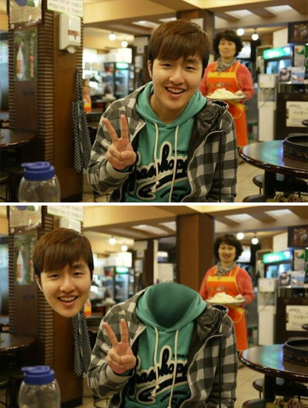 I Want To Cut My Face For A Profile Pic. But When I Cut The Image, The Waitress Is Always In The Shot. Please Make It So I Can Cut Out My Photo For A Profile