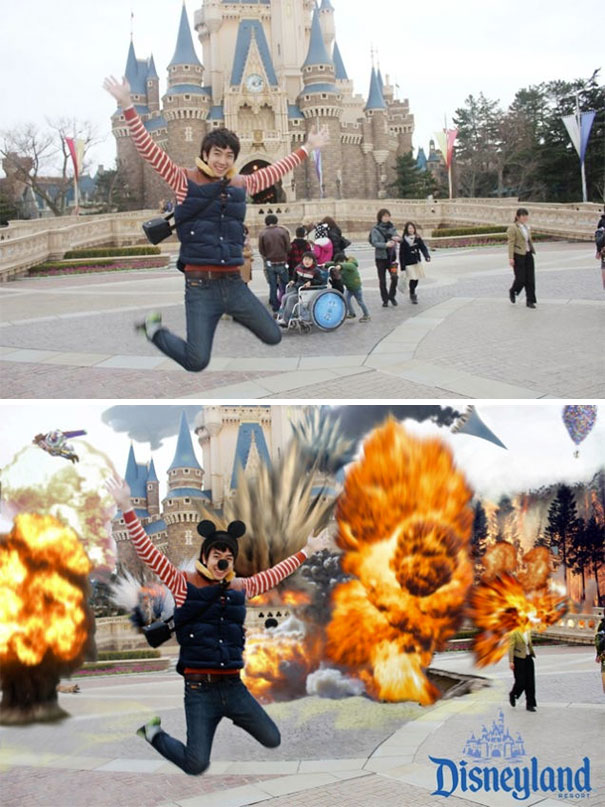 I Would Be Grateful If You Could Erase The People In The Background. It's Disneyland But It Doesn't Feel Like An Amusement Park. Please Make It A Bit More Fun