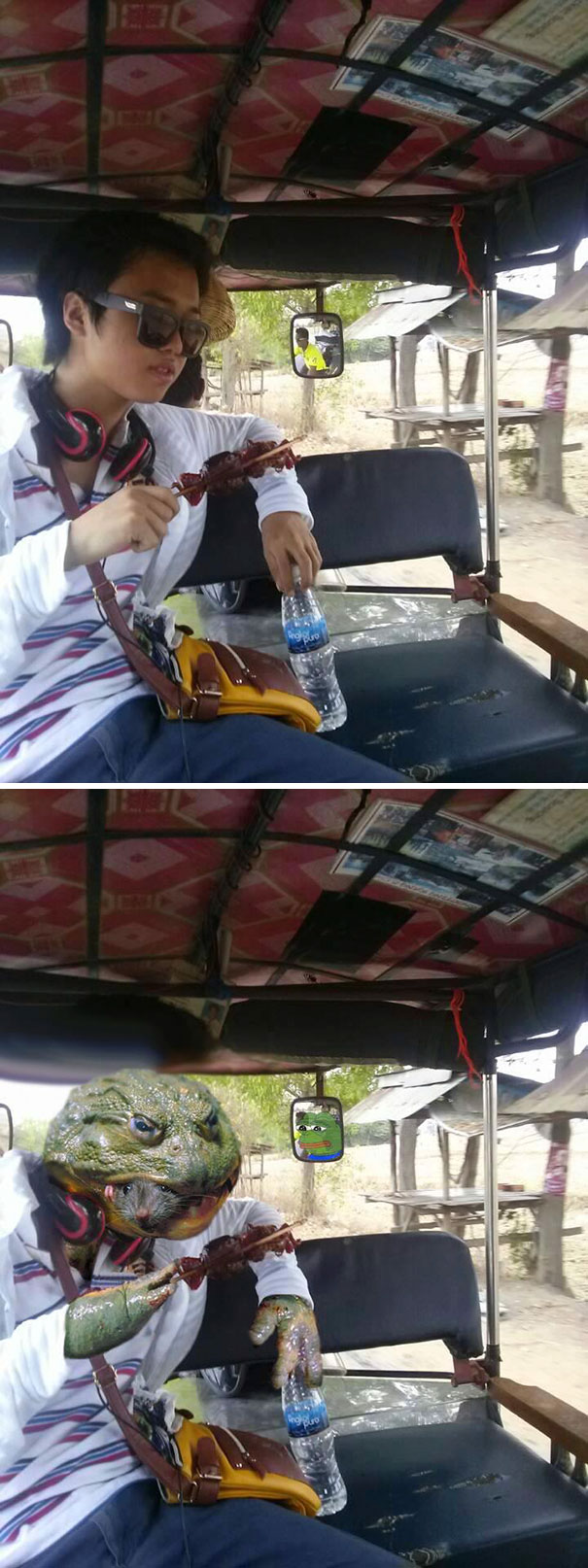 It’s A Picture Taken In Cambodia. I'm Eating A Frog, But The Frog Meat Does Not Look Like A Frog