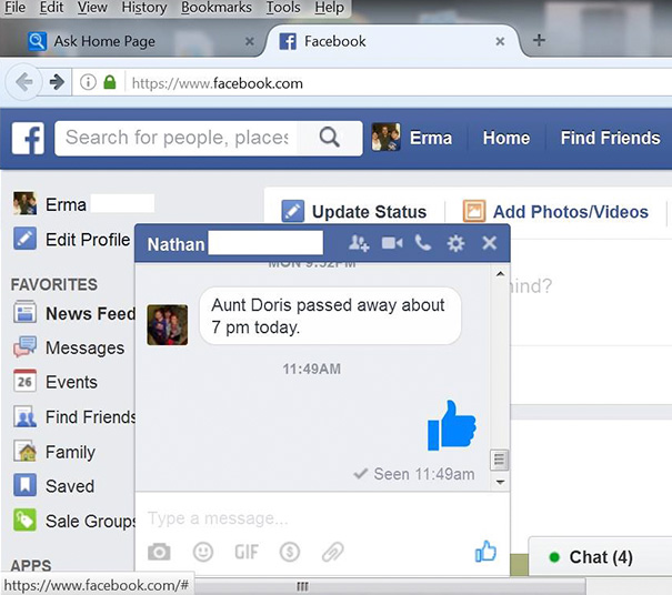 Either My Grandma Doesn’t Know How To Use Facebook Or She’s Really Salty About Aunt Doris