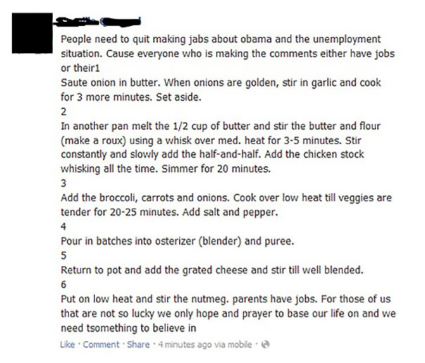 My Friend's Mom Was Making A Post About Obama, But She Accidentally Hit The "Copy And Past" Button On The Phone