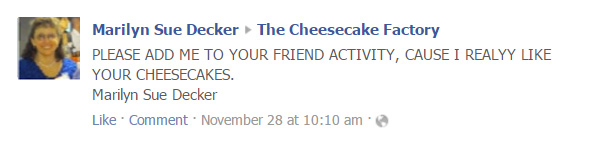 She Just Really Likes Their Cheesecakes