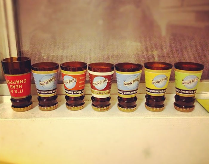 I Made Shot Glasses Using Beer Bottlenecks. The Top Of The Labels Measure Out To Exactly 1oz