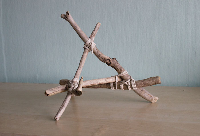 Decided I Needed A Tablet Stand, So I Made One With Driftwood And String