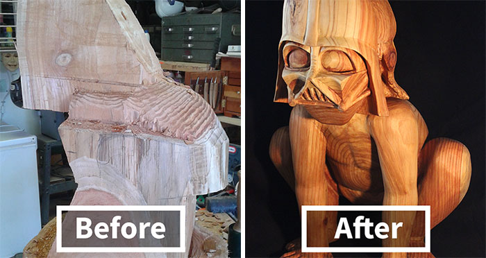 Little Sith Preschooler: I Carved My 4-Year-Old Son’s 1:1 Sculpture With His Favorite Darth Vader Mask