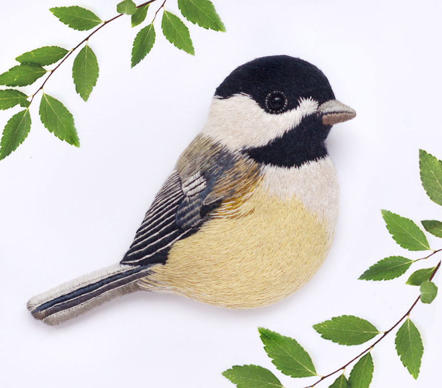 Embroidered Bird Brooches By Paulina Bartnik