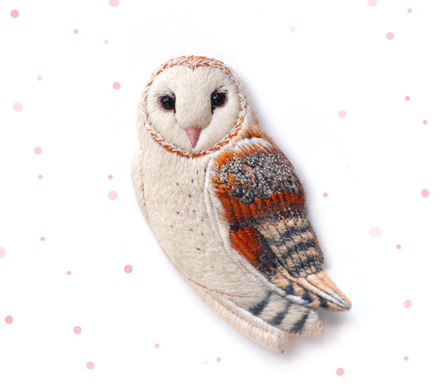 Embroidered Bird Brooches By Paulina Bartnik