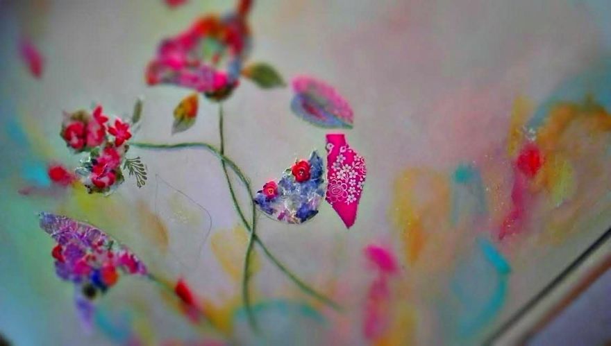 I Create Paintings On Canvas Using Mixed Materials And Bright Colors.