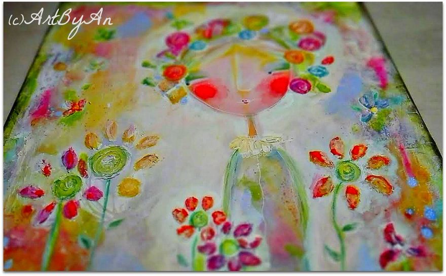 I Create Paintings On Canvas Using Mixed Materials And Bright Colors.