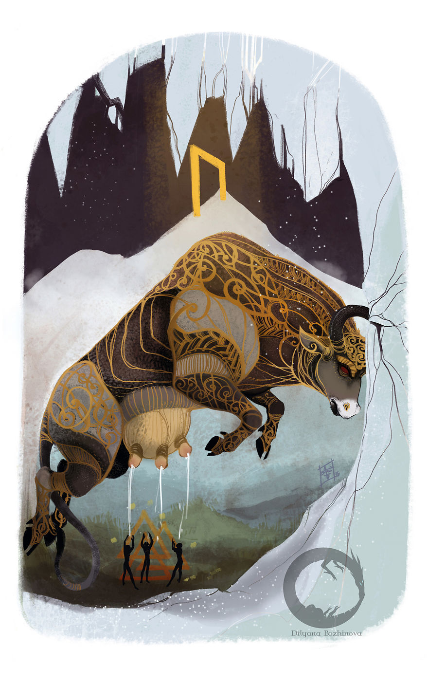 Uruz-The Aurochs Is Proud And Has Great Horns; It Is A Very Savage Beast And Fights With Its Horns; A Great Ranger Of The Moors, It Is A Creature Of Mettle