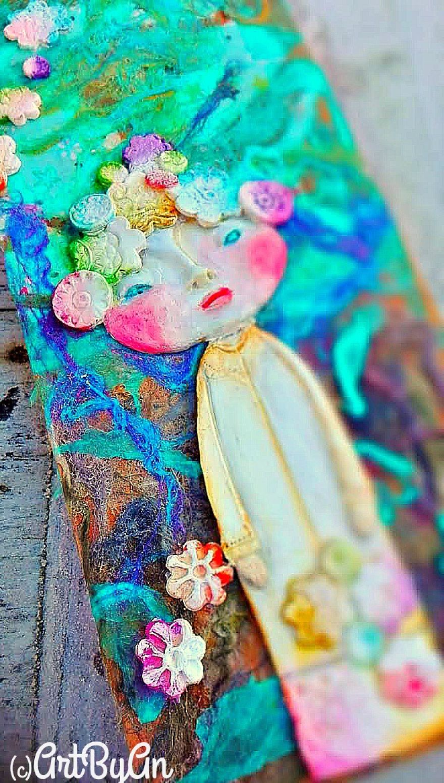 I Create Whimsical Art Out Of Air Dry Clay, Paper, And Water Color Paint