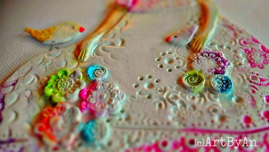 I Create Whimsical Art Out Of Air Dry Clay, Paper, And Water Color Paint