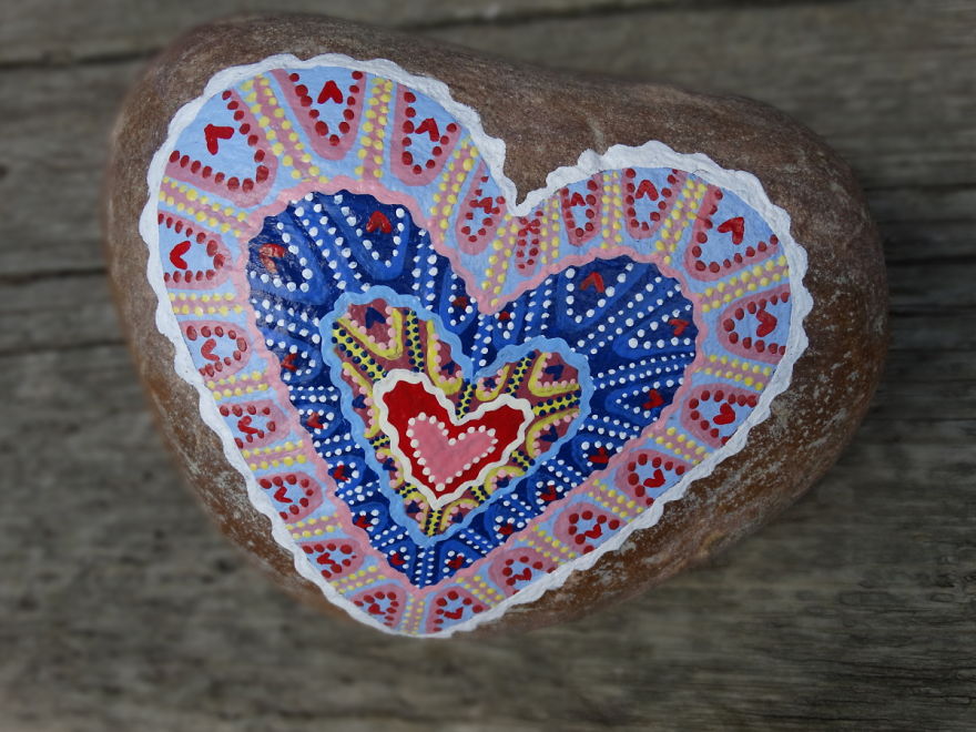 Heavy, Colourful Rock Art... In Other Words, More Painted Hearts On Rocks