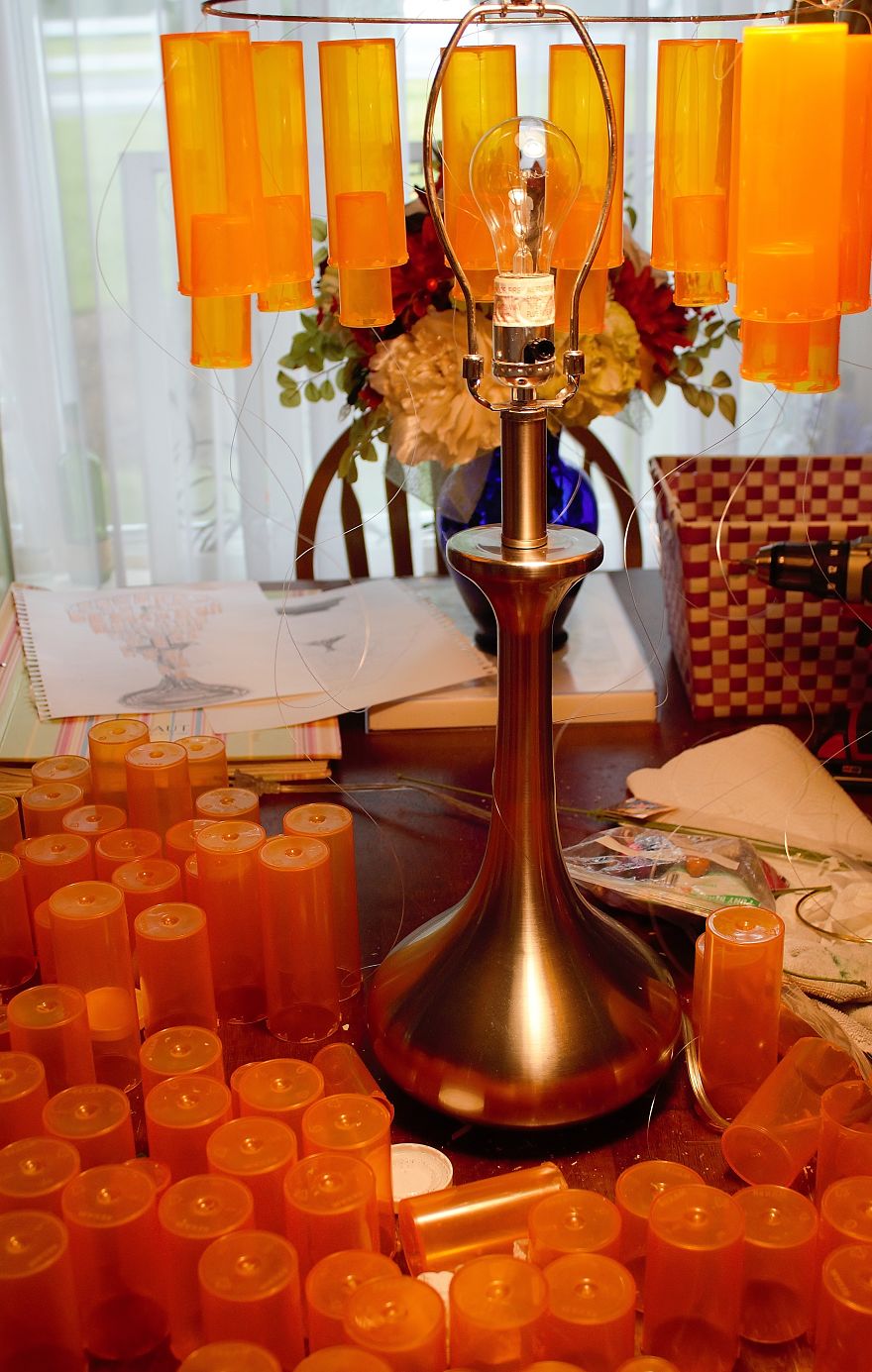 I Revived An Old Lamp Using Nearly 90 Empty Pill Bottles