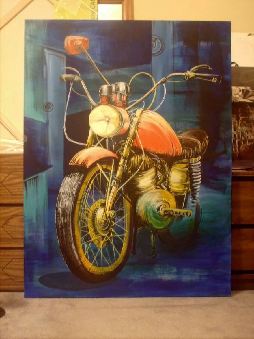 Acrylic On Canvas With A Help Of A Hairdryer