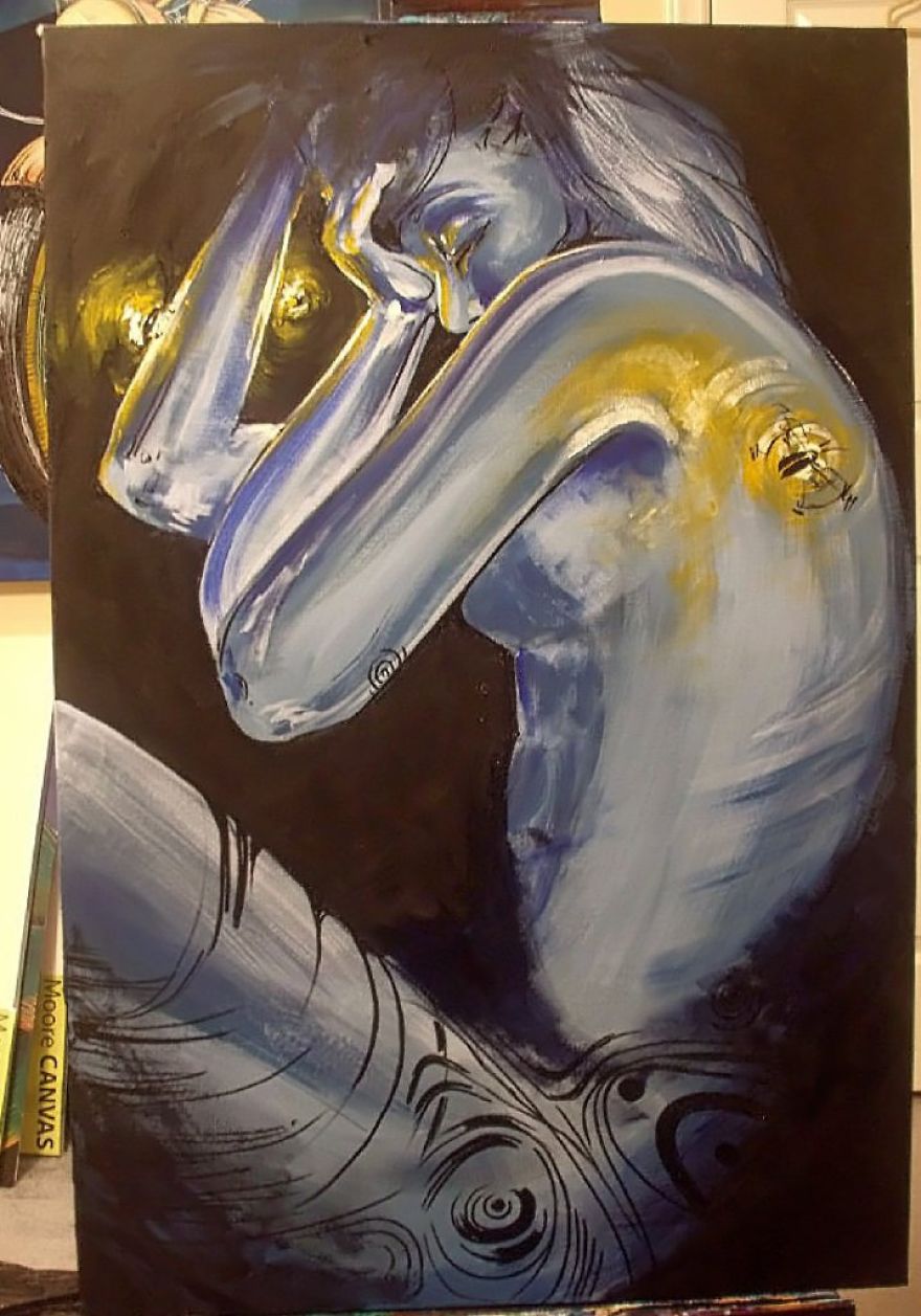 Acrylic On Canvas With A Help Of A Hairdryer