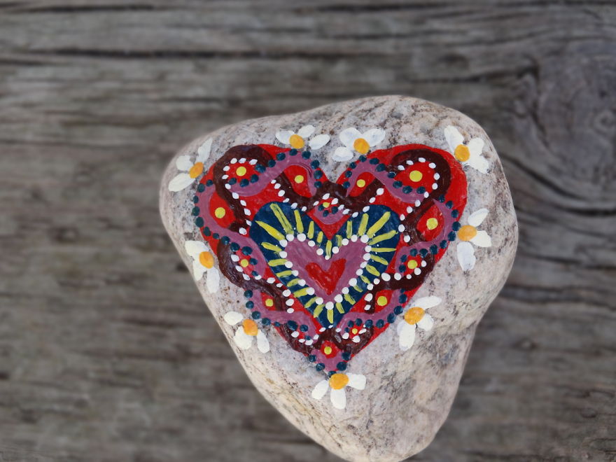 Heavy, Colourful Rock Art... In Other Words, More Painted Hearts On Rocks