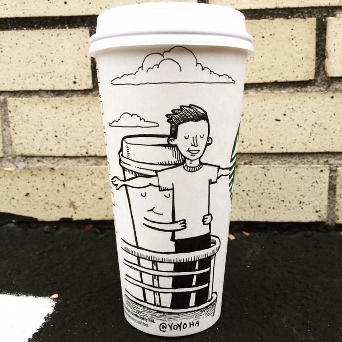 I Draw Cartoons Every Day, Sometimes On Coffee Cups