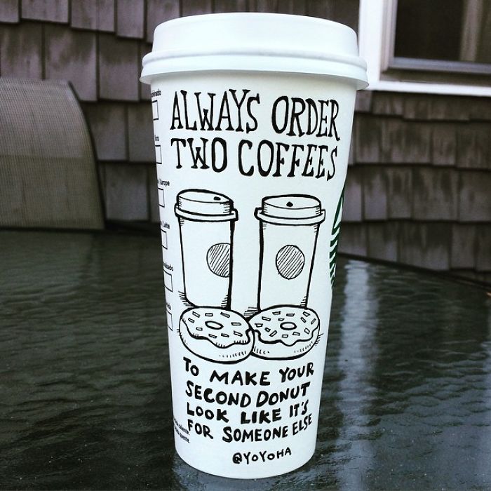 I Draw Cartoons Every Day, Sometimes On Coffee Cups