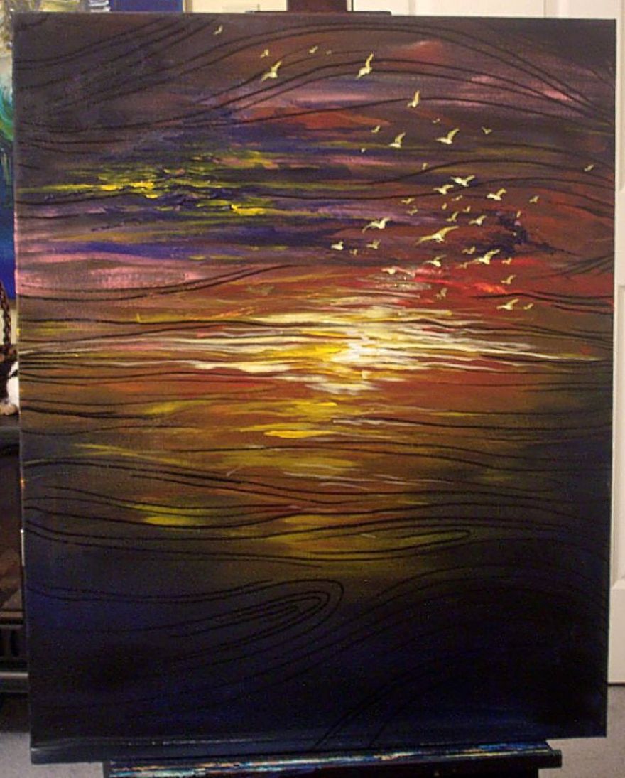 Acrylic On Canvas With A Help Of A Hairdryer