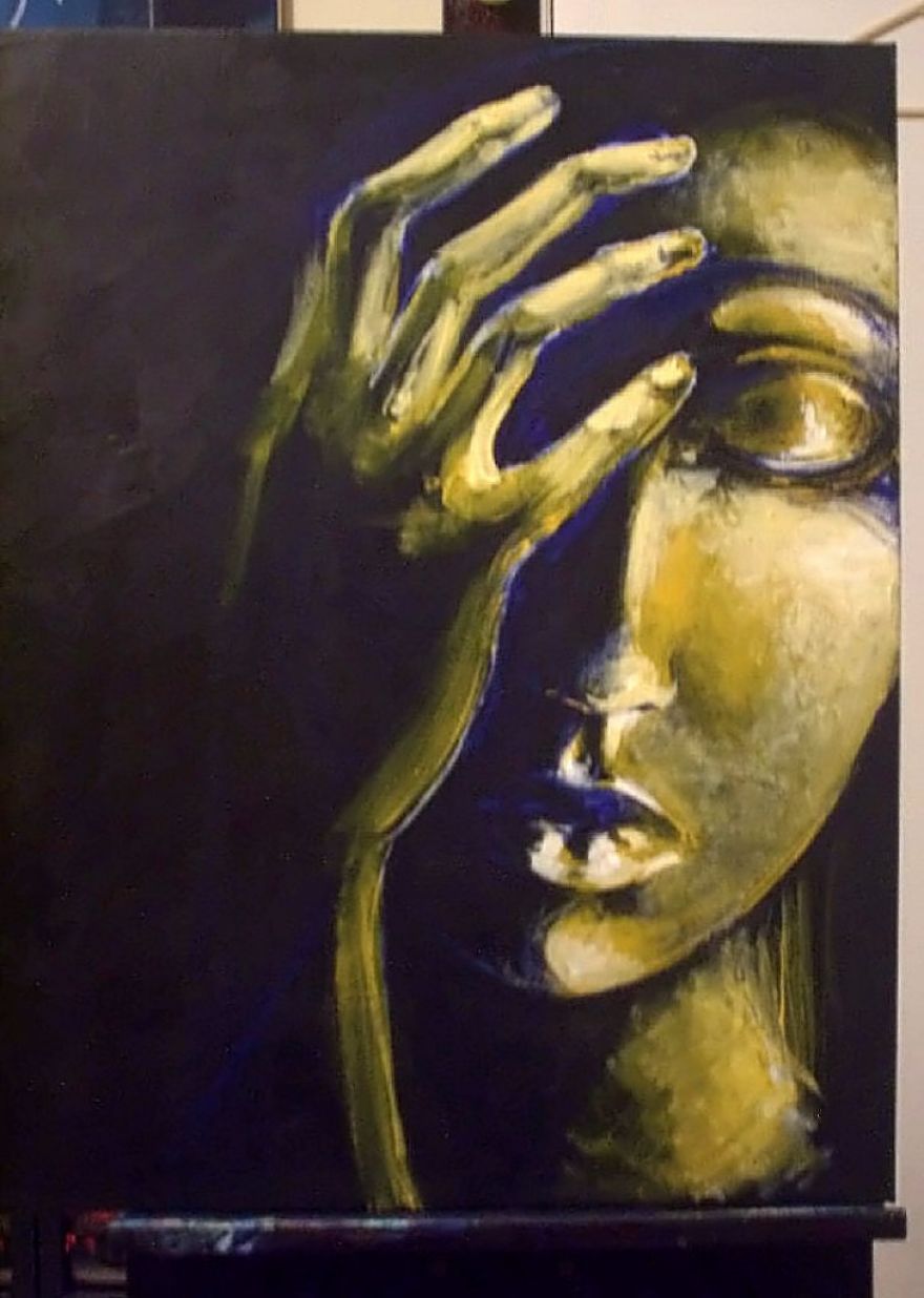 Acrylic On Canvas With A Help Of A Hairdryer