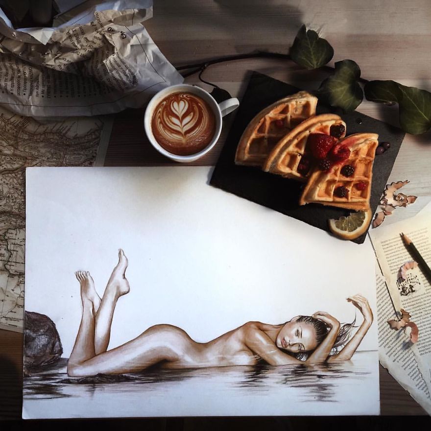 Candice Swanepoel Drawn With Coloured Pencils