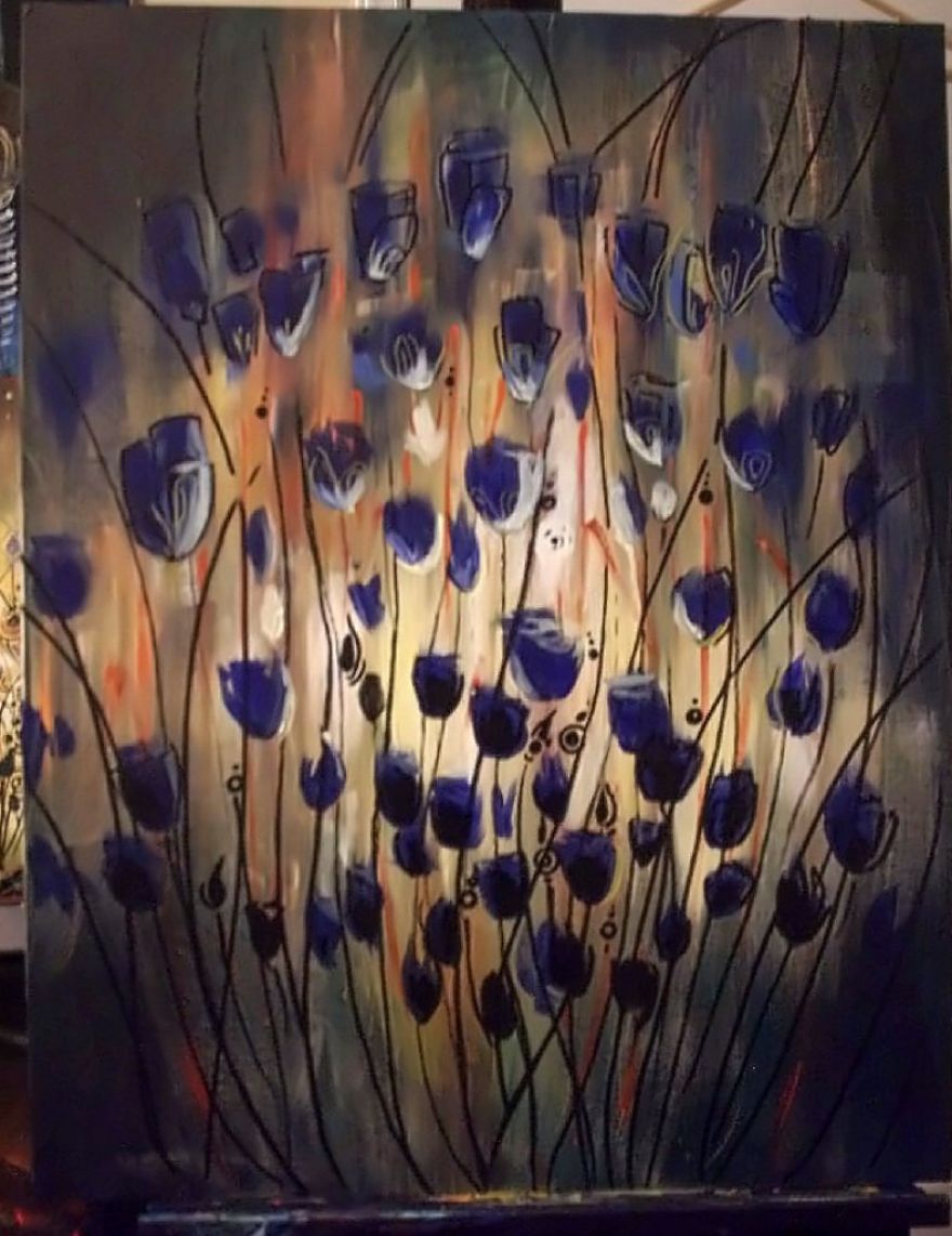 Acrylic On Canvas With A Help Of A Hairdryer