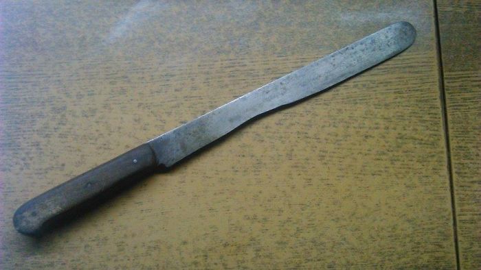 This Knife Belonged To My Father's Godmother, We Use It To Cut Bread And We Always Start At The Same Spot