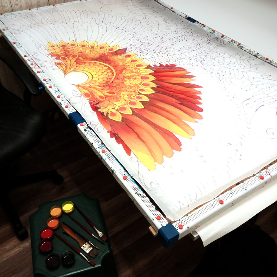 I Hand-Painted This Silk Scarf That Will Give You Firebird Wings I Hand-Painted This Silk Scarf That Will Give You Firebird Wings