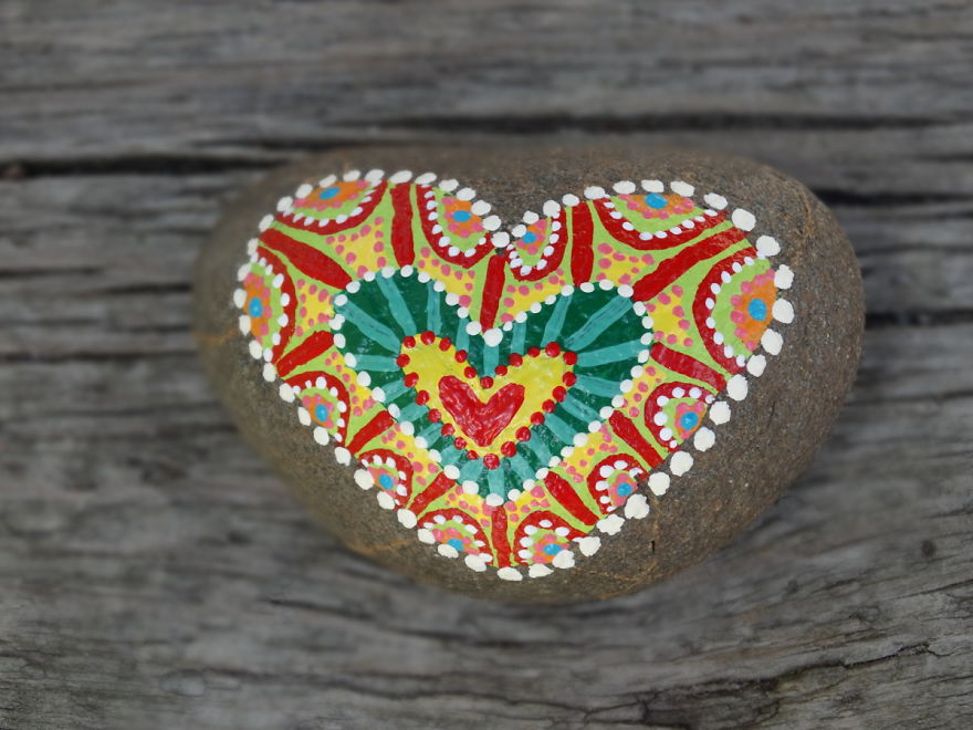 Heavy, Colourful Rock Art... In Other Words, More Painted Hearts On Rocks