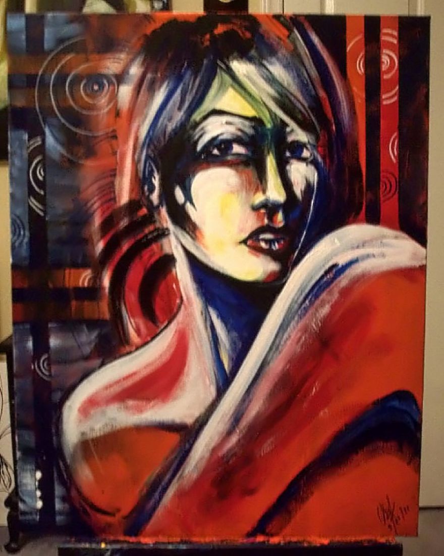 Acrylic On Canvas With A Help Of A Hairdryer