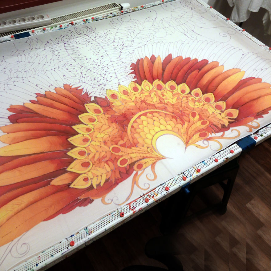 I Hand-Painted This Silk Scarf That Will Give You Firebird Wings I Hand-Painted This Silk Scarf That Will Give You Firebird Wings