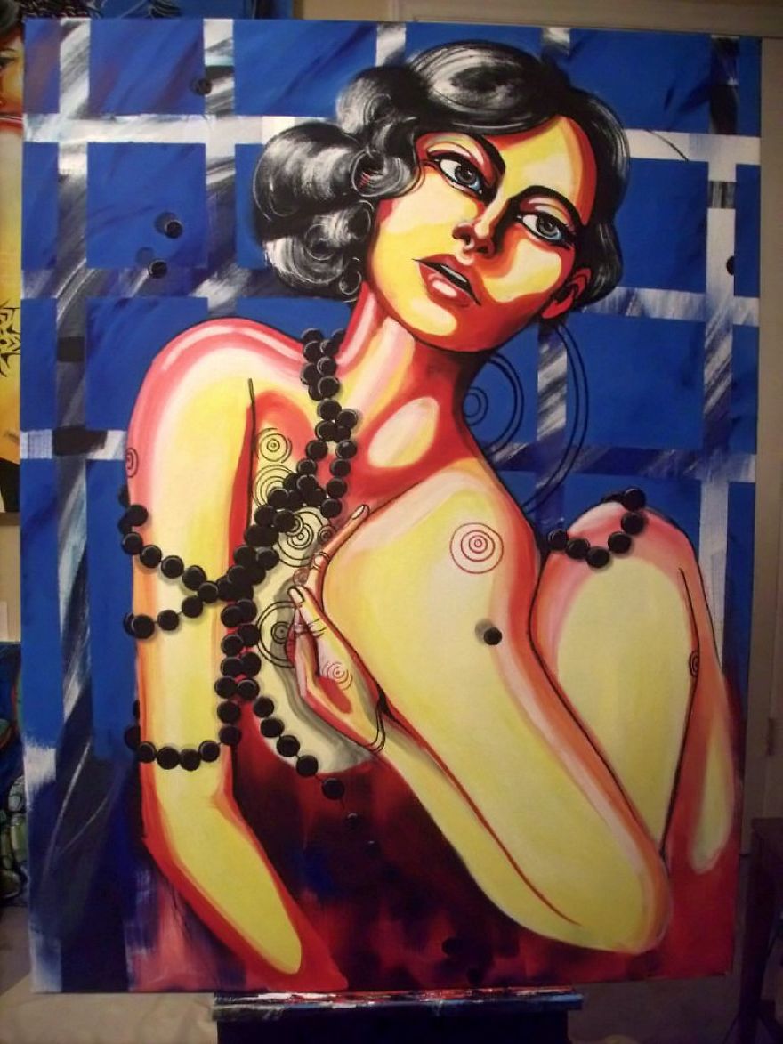 Acrylic On Canvas With A Help Of A Hairdryer