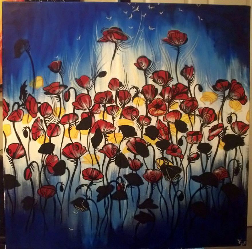 Acrylic On Canvas With A Help Of A Hairdryer