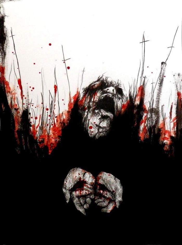 The Artist Who Paint Nightmares With His Own Blood -maxime André Taccardi