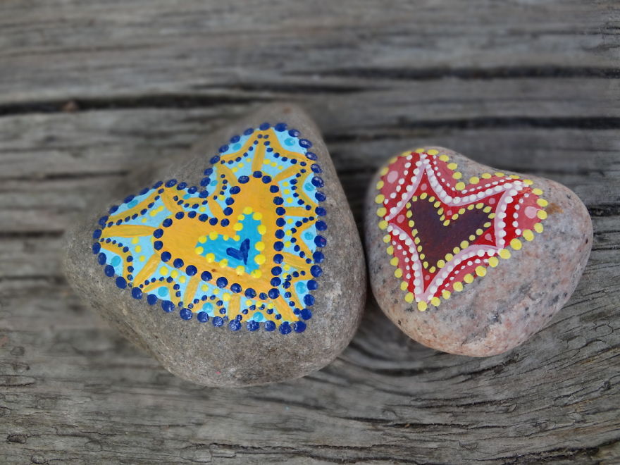 Heavy, Colourful Rock Art... In Other Words, More Painted Hearts On Rocks
