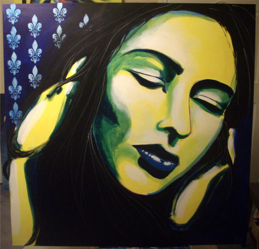 Acrylic On Canvas With A Help Of A Hairdryer