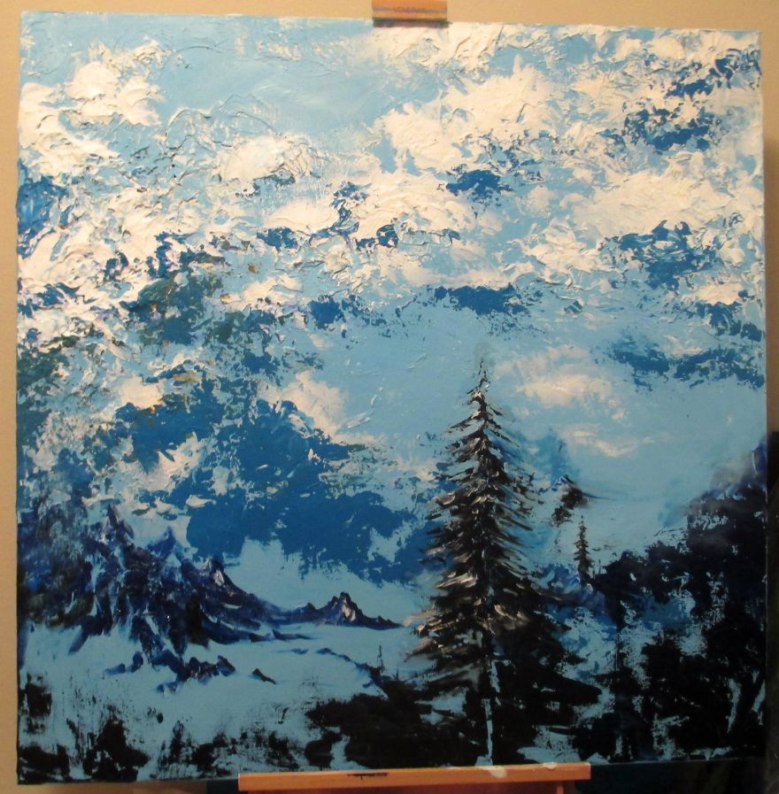 Acrylic On Canvas With A Help Of A Hairdryer