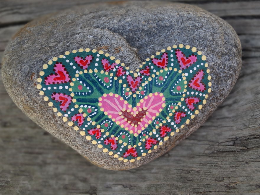 Heavy, Colourful Rock Art... In Other Words, More Painted Hearts On Rocks