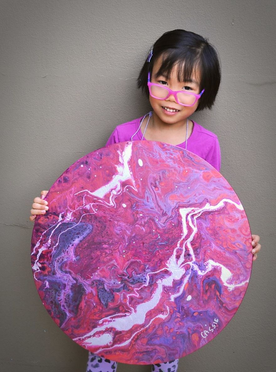 5-Year-Old Has Donated Over $750 To Charity By Painting Galaxies