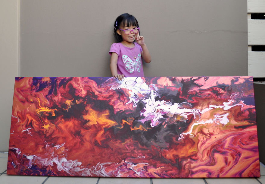 5-Year-Old Has Donated Over $750 To Charity By Painting Galaxies