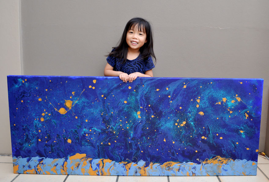 5-Year-Old Has Donated Over $750 To Charity By Painting Galaxies
